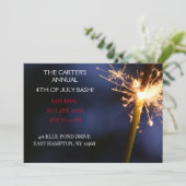 Invitation Jour de l'Indépendance du 4 juillet bleu Sparkler (Debout devant)