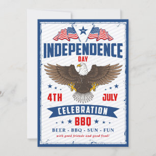 Invitation Jour de l'indépendance vintage 4 juillet