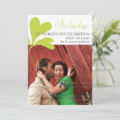 Invitation Jour de l'Saint Patrick Shamrock chanceux photo ve (Debout devant)