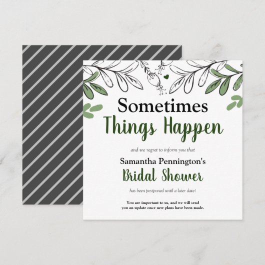 Invitation Jour de mariage anticipé, parfois les choses chang (Devant / Derrière)