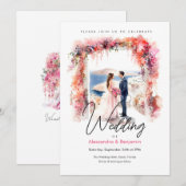 Invitation Jour de mariage en aquarelle | MARIAGE (Devant / Derrière)