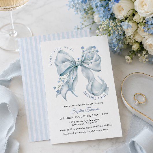 Invitation Jour de mariage moderne Something Blue Before I Do
