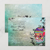 Invitation Jour de Muerte du crâne mort de sucre de Calaveras (Devant / Derrière)