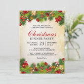 Invitation Jour de Noël annuel de la décoration rouge or (Debout devant)