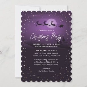 Invitation Jour de Noël aux paysages d'hiver violet
