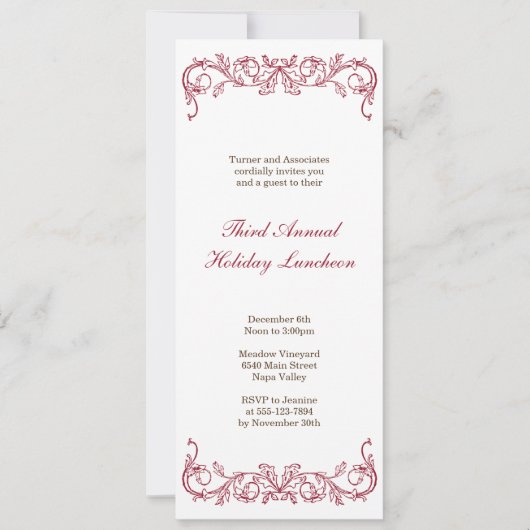 Invitation Jour de Noël blanc et rouge (Devant)