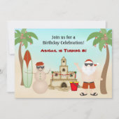 Invitation Jour de Noël de la plage de Père Noël (Devant)