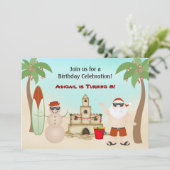 Invitation Jour de Noël de la plage de Père Noël (Debout devant)