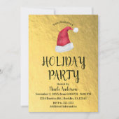 Invitation Jour de Noël de l'or brillant Red Santa Hat (Devant)