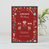 Invitation Jour de Noël de Red Vintage Winter (Debout devant)