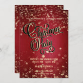 Invitation Jour de Noël d'entreprise de luxe Red /gold bokeh (Devant / Derrière)
