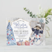 Invitation Jour de Noël d'hiver Onederland (Debout devant)