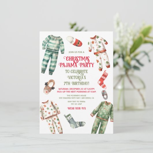 Invitation Jour de Noël du pyjama (Debout devant)