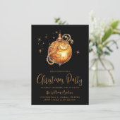 Invitation Jour de Noël Gold Black Holiday Bulle (Debout devant)