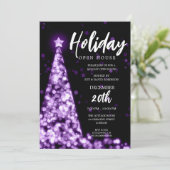 Invitation Jour de Noël MODERNE Open House Purple (Debout devant)