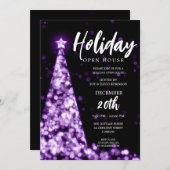 Invitation Jour de Noël MODERNE Open House Purple (Devant / Derrière)