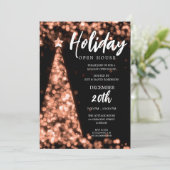 Invitation Jour de Noël MODERNE Open House Rose Gold (Debout devant)