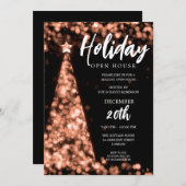 Invitation Jour de Noël MODERNE Open House Rose Gold (Devant / Derrière)