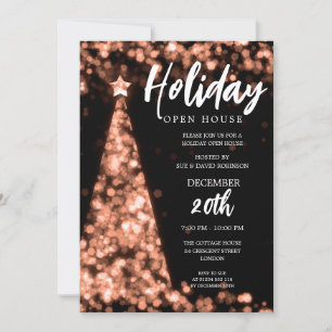Invitation Jour de Noël MODERNE Open House Rose Gold