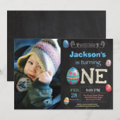 Invitation Jour de Pâques Garçon Oeuf de Pâques premier 1er a (Devant / Derrière)