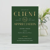 Invitation Jour de reconnaissance des clients Logo Vert et Or (Debout devant)