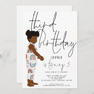 Invitation Jour de troisième anniversaire de Rainbows Dark Ha
