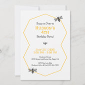 Invitation Jour des abeilles Jaune Fête d'anniversaire simple (Devant)
