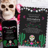 Invitation Jour des Crânes Floraux Morts Quinceanera
