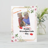 Invitation Jour des grands-parents rose floral (Debout devant)