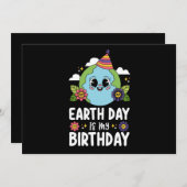 Invitation Jour des terres Est Mon Anniversaire Funny Planet  (Devant / Derrière)