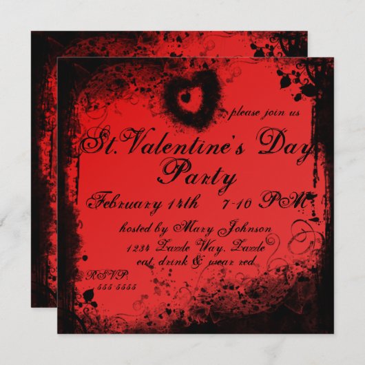 Invitation Jour des Valentines de Grungy Goth (Devant / Derrière)