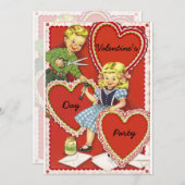 Invitation Jour des Valentines vintages (Devant / Derrière)