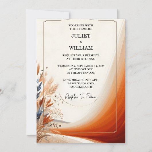 Invitation Jour Désert Rustique Boho Automne Ombre Mariage Br (Devant)