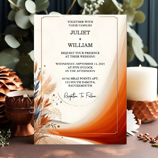 Invitation Jour Désert Rustique Boho Automne Ombre Mariage Br