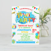 Invitation Jour d'été de la piscine Couleur primaire (Debout devant)