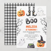 Invitation Jour d'Halloween Black Orange Little Boo (Devant / Derrière)
