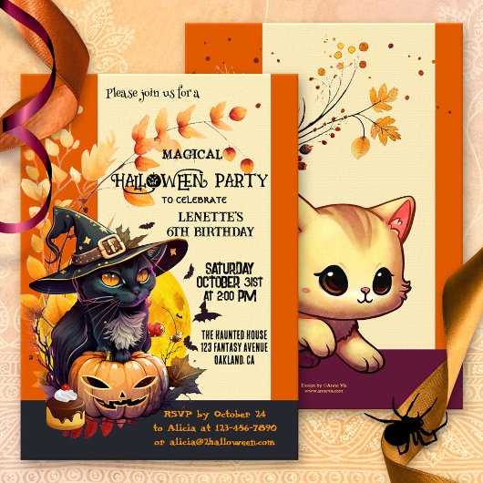 Invitation Jour d'Halloween pour les enfants sorciers mignons