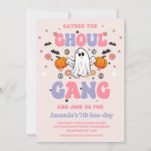Invitation Jour d'Halloween rétro violet rose Ghoul Gang (Devant)