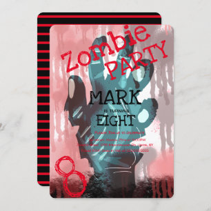Invitation Jour d'Halloween sanglant mains Zombie moderne