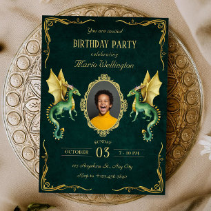 Invitation Jour d'or du dragon vert foncé