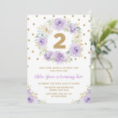 Invitation Jour du 2e anniversaire du Rose Floral Gold Plutôt (Debout devant)