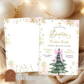 Invitation Jour du baptême de Noël de la Fille rose neige