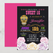 Invitation Jour du bonbon 16 de l'invitation morte de crâne (Devant / Derrière)