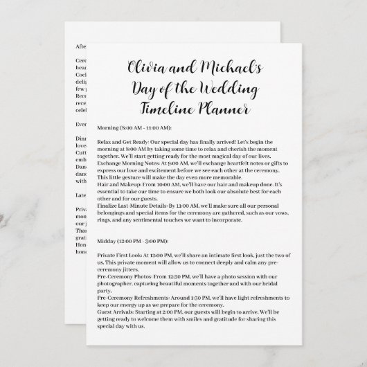 Invitation Jour du calendrier Mariage Couples (Devant / Derrière)