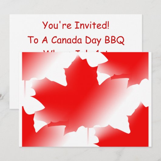 Invitation Jour du Canada - feuille d'érable (Devant / Derrière)