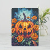 Invitation Jour du Citrouille mort avec Marigold Surround (Debout devant)