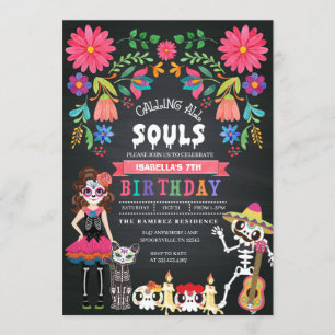 Invitation Jour du crâne de sucre de l'Halloween mort Anniver