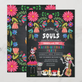 Invitation Jour du crâne de sucre du parti Masquerade des mor (Devant / Derrière)