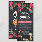 Invitation Jour du crâne de sucre du parti Masquerade des mor (Devant / Derrière)