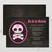 Invitation Jour du crâne de sucre rose de l'Invitation du Par (Devant / Derrière)